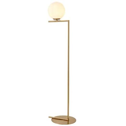 BXZ Floor Lamp for Bedroom, Eye-Care Standard Standing Lamp, Glass Lampshade, Round Metal Base, E14 Floor Light for Living Room Study Reading, Yellow Bronze