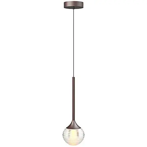 IESTARING One-Light Ceiling Pendant Light, Modern Indoor Mini Premium Crystal Glass Hanging Light Fixture with Adjustable Length for Kitchen Island Dining Room, Bronze Finish (1-Light)