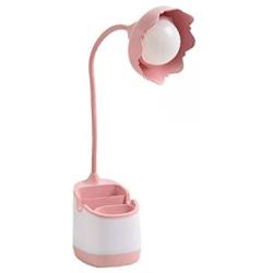 Mafiti 24 LED Desk Lamp Kids with Small Night Light 24 USB Rechargeable Promise Dimmable 3 Colors Study Computer Lamp for Home Office, Touch Control, Flexible Gooseneck, Phone & Pen Holder (Pink)