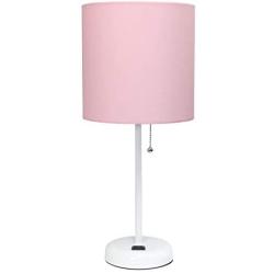 Limelights LT2024-POW Stick Charging Outlet Table Lamp, White/Light Pink