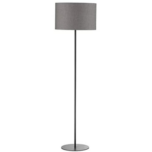 Modernluci LED Floor Lamp - Modern Floor Lamp for Farmhouse, Office, Bedroom - Bright Living Room Lighting with Tall Pole, Cylindrical Linen Shade, 56 Tall, Grey