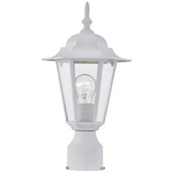 Gruenlich Outdoor Post Lighting Fixture with One E26 Medium Base Max 100W, Aluminum Housing Plus Glass, Bulb Not Included (White Finish)