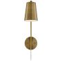 Sully Modern Wall Lamp Warm Brass Plug-in Light Fixture Adjustable Head Curved Arm for Bedroom Bedside Living Room Reading - 360 Lighting