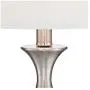 Reiner Modern Accent Table Lamp Brushed Steel Blue Green Glass Off White Drum Shade for Living Room Family Bedroom Bedside - 360 Lighting