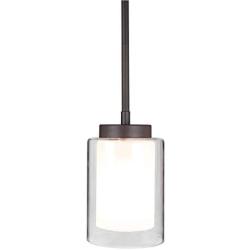 XiNBEi Lighting Pendant Lighting Modern 1 Light Mini Pendant Light with Dual Glass in Dark Bronze, Adjustable Hanging Ceiling Light for Kitchen & Living Room XB-P1195-DB