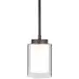 XiNBEi Lighting Pendant Lighting Modern 1 Light Mini Pendant Light with Dual Glass in Dark Bronze, Adjustable Hanging Ceiling Light for Kitchen & Living Room XB-P1195-DB
