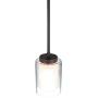 XiNBEi Lighting Pendant Lighting Modern 1 Light Mini Pendant Light with Dual Glass in Dark Bronze, Adjustable Hanging Ceiling Light for Kitchen & Living Room XB-P1195-DB