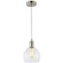 KRASTY Modern Brushed Nickel Seeded Glass Pendant Light Fixtures Mini Adjustable Pendant Lighting Chorme Ceiling Pendant Light, Pendant Lamp for Kitchen Island Dining Room Bedroom