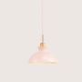 SkyTalent Modern Wooden Handle Pendant Hanging Light, Macaron Pendant Lighting Metal Shade Chandeliers Hanging Lighting Retro Industrial lamp for Dining Room Bulbs Not Included (Pink)