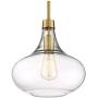 Asni Antique Brass Mini Pendant Light 11'' Wide Modern Mouth Blown Clear Glass Fixture for Kitchen Island Dining Room - Possini Euro Design
