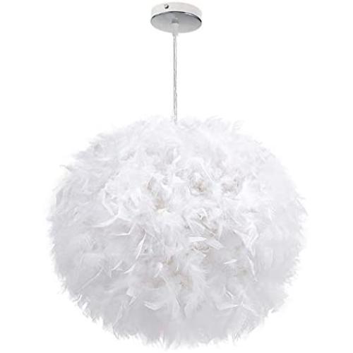 Feather Ceiling Pendant Light Shade Simple Nordic-Style Modern Sweet Romantic Chandelier Global Lampshade Floor Lamp Droplight for Living Room Bedroom Dining Room