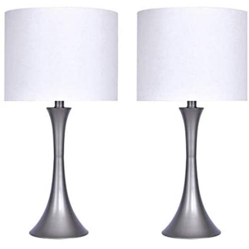 24.25'' Frosted Silver Table Lamp Set