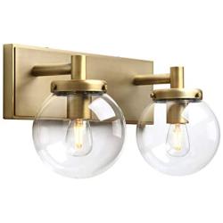 Pathson 2 Light Vintage Wall Sconce, Industrial Bathroom Vanity Light with Globe Glass, Indoor Wall Lamp Fixtures for Hallway Kitchen Bedroom