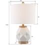 Maxax Table Lamp Ceramic Bedside Nightstand Lamp Set of 2 White Geometric Desk Lamp with Drum Fabric Shade for Living Room Family Bedroom