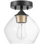 Globe Electric 60333 Harrow Light Semi-Flush Mount, Matte Black with Clear Glass Shade, 9.1''