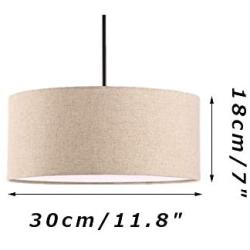 ANYE 15ft Plug-in UL On/Off Dimmer Switch Cord 1-Light Woven Beige Linen Drum Shade Cafe Lights for Dining Room Cafe Restaurant Bulbs Not Included　TB0944-4.5M