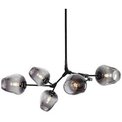 LUOLAX Modern Pendant Light Glass Chandelier with 5 Lights Fixture Hanging Flush Mount
