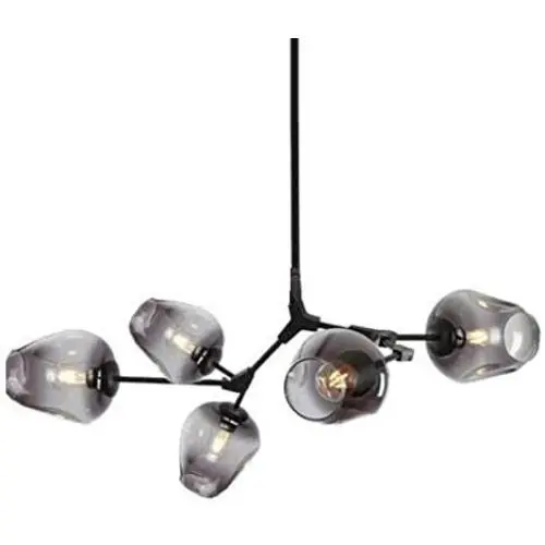 LUOLAX Modern Pendant Light Glass Chandelier with 5 Lights Fixture Hanging Flush Mount