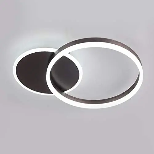 Ganeed Flush Mount Ceiling Light,37W 2 Rings Modern LED Ceiling Light Fixture,6500K White Light Metal Acrylic Ceiling Lamp for Living Room Bedroom Study
