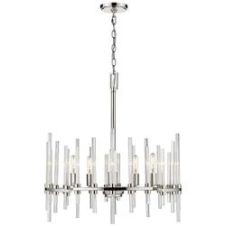 Modern Chandelier with Clear Glass Cylinde ，Island Lighting for Dining Room Living Room，Ceiling Light Fixture