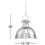 Arlo Chrome Pendant Light 15 3/4'' Wide Modern Farmhouse Industrial Metal Fixture for Kitchen Island Dining Room - Possini Euro Design