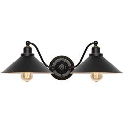 Industrial Bathroom Vanity Light 2-Light Gooseneck Wall Sconce Fixture with Black Metal Lampshades, Vintage Edison Wall Lamps for Bedroom Kitchen Living Room Porch Hallway Mirror Cabinets Dressing Tab