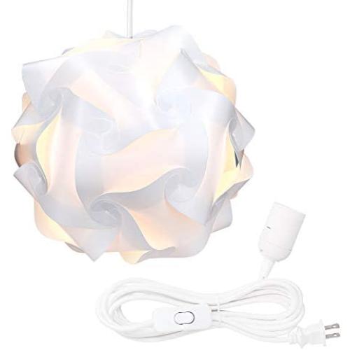 kwmobile Hanging Puzzle Lamp Kit - 7.9'' (20 cm) Modern Ceiling Pendant Light with 30-Piece Shade to Assemble and 15ft Plug-in Power Cord - Size S