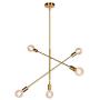 JHLBYL Sputnik Chandeliers 5-Light Modern Pendant Lighting Semi Flush Mount Ceiling Light Vintage Ceiling Light Fixture for Bedroom Living Room Dining Room Foyers, Gold