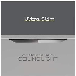 Ultra Slim 7 Inch LED Ceiling Light Fixture | Square Surface Mount 1100LM Dimmable Lighting for Kitchen, Bathroom, Bedroom, Closet, Porch | Luxurious ETL Flush Mount Light | Black Finish / 4000K