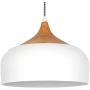 tomons Pendant Light Modern Lantern Lighting with LED Bulb, Wood Pattern Dome Minimalist Style Ceiling Hanging Lamp for Kitchen Island, Dining Room, Living Room, Bedroom, Coffee Bar - White