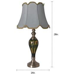 Table Lamp for Living Room Classical 28 inch Glass Green Bedside Lamp for Bedroom Table Lamps for Living Room