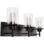 LMSOD 3 Lights Bathroom Vanity Light fixtures, Modern Wall Lamp with Clear Glass Shade for Bedroom Living Room Hallway Kitchen Stairs, Black