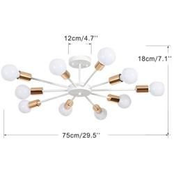 Modo Lighting Flush Mount Ceiling Light 10-Light White Sputnik Chandelier Lighting Modern Ceiling Lamp for Living Room Restaurant Kitchen Island(10-Light)