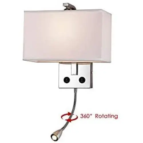 Bedroom Wall Sconce Lights - Modern Wall Lighting Fixtures with 2 Switches and Fabric Linen Shade, Bedside Wall Mount Reading Lamps for Living Room Hotel(LED 1W 3000K Included ) Bedroom Wall Sconce Lights - Modern Wall Lighting Fixtures with 2 Switches and Fabric Linen Shade, Bedside Wall Mount Reading Lamps for Living Room Hotel(LED 1W 3000K Included )