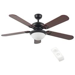 CO-Z 52 Farmhouse Ceiling Fan with Lights and Remote, Rustic Ceiling Fans with LED Light for Bedroom, Living Room, Kitchen, Black Ceiling Fan Light Fixture with 5 Plywood Blades (Cherry & Walnut)