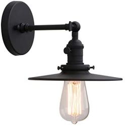 Phansthy Industrial Wall Light 1-Light Bathroom Vanity Light with 7.87 Inches Crafted Lamp Shade,Matte Black Finished (Matte Black)