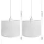 QITIM 2 Pack Plug in Pendant Light Indoor, White Linen Shade Hanging Light Fixture for Kitchen, Living Room, Dining Table, 15FT Clear Cord with On/Off Switch, E26 Socket