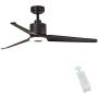 Indoor Ceiling Fan Light Fixtures - FINXIN Black Remote LED 52 Ceiling Fans For Bedroom,Living Room,Dining Room Including Motor,3-Blades,Remote Switch (Black)