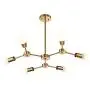 MELUCEE Modern Sputnik Chandeliers 6-Light Brass Mid Century Light Fixture Flush Mount Ceiling Light Pendant Light for Kitchen Island Living Room Bedroom Foyer Hallway