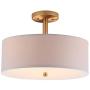 Safavieh LIT4192B Collection Clara 3 Chrome 16'' Semi Drum Flush Light, Gold