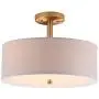 Safavieh LIT4192B Collection Clara 3 Chrome 16'' Semi Drum Flush Light, Gold