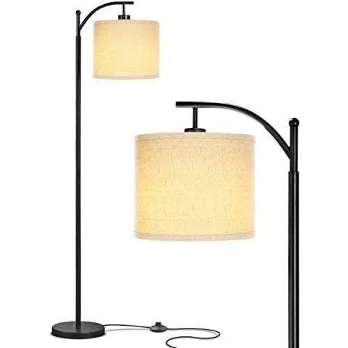 Brightech Montage - Bedroom & Living Room Floor Lamp - Reading Standing Light with Arc Hanging Shade - Indoor, Tall Pole Lamp for Office - Suits Mid Century Modern & Farmhouse - with LED Bulb - Black Brightech Montage - Bedroom & Living Room Floor Lamp - Reading Standing Light with Arc Hanging Shade - Indoor, Tall Pole Lamp for Office - Suits Mid Century Modern & Farmhouse - with LED Bulb - Black