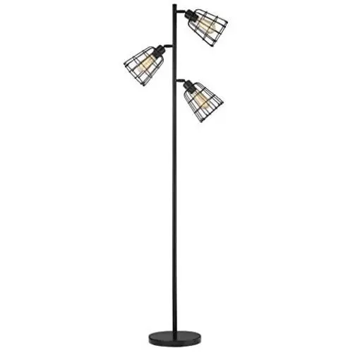 Modern Floor Lamp for Living Room Bright Lighting Tall Stand Up Lamp Farmhouse Rustic Industrial Black Tree Floor Lamps for Bedrooms, Office with Reading Light Standing Lamp