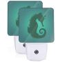 Set of 2 Led Night Lights, Seahorse Under The Ocean Water Blue Auto Dusk-to-Dawn Sensor Night Lamp Plug-in Home Decorative for Adult