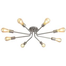 LIGOTFIRE Modern Metal Art Sputnik Chandelier Lighting 8 Lights Semi Flush Mount Ceiling Light Brushed Nickel Industrial Vintage Dining Room Light Fixture