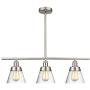 Modern Brushed Nickel Kitchen Island Lighting, Clear Seeded Glass Linear Chandelier, 3 Lights Pendant Light Fixture for Kitchen Island Dining Room