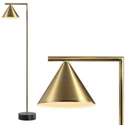 JONATHAN Y JYL3062A Chelsea 60'' Metal/Marble Cone Shade LED Floor Lamp Modern,Contemporary,Transitional for Bedrooms, Living Room, Office, Reading, Brass Gold/Black