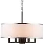 Loclgpm Modern Drum Chandelier Light, 6 Lights Metal Pendant Lighting with White Shade, Black Ceiling Lamp Fixture Hanging for Dining Room Bedroom Kitchen Island Bathroom Living Room Home