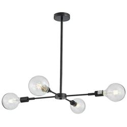 ANJIADENGSHI Sputnik Chandelier Lighting Modern Iron Pendant Light with 4 E26 Bulb for Living Room Dining Room Kitchen Bedroom Matte Black