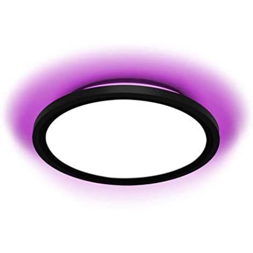 OSAWASU Flush Mount 12 Inch Ceiling Light Fixture with Back Led Atmosphere Light (Romantic Pink), 30W Aluminum Black Round Light Fixtures for Bedroom Living Room Dining Kitchen Hallway OSAWASU Flush Mount 12 Inch Ceiling Light Fixture with Back Led Atmosphere Light (Romantic Pink), 30W Aluminum Black Round Light Fixtures for Bedroom Living Room Dining Kitchen Hallway